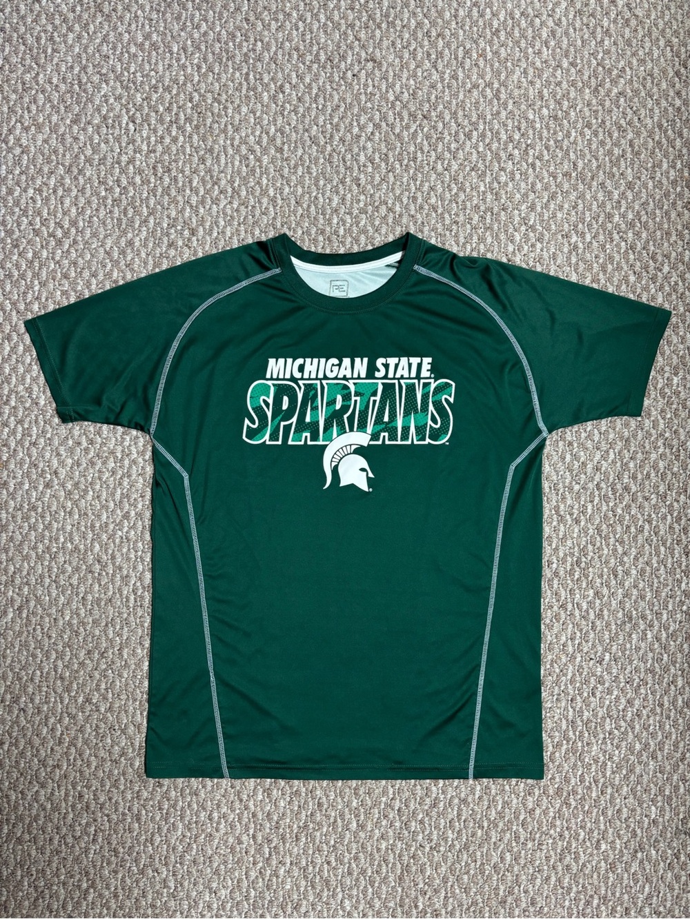 Michigan State Spartans Pro Edge Green and White College Team Athletic T-Shirt